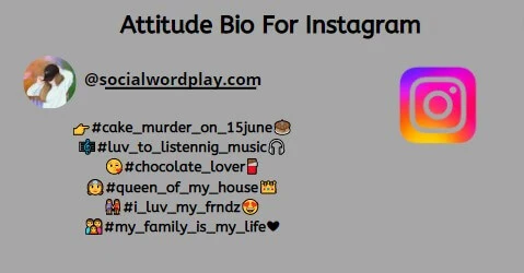 attitude bio for instagram text with emojis and grey background