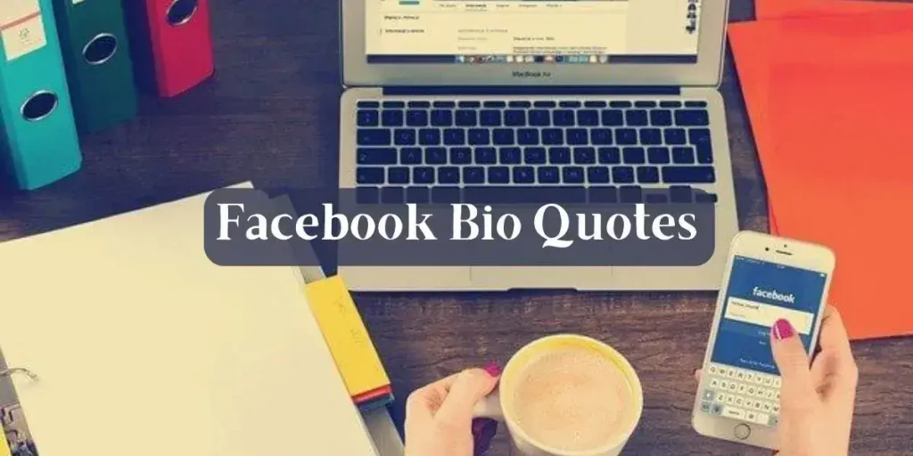 facebook bio quotes text with a mobile and a laptop