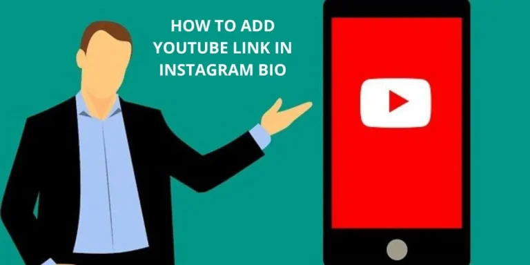 how to add youtube link in instagram bio text with man pointing at youtube logo