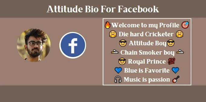 a boy's picture in a frame with fb logo and attitude bio text