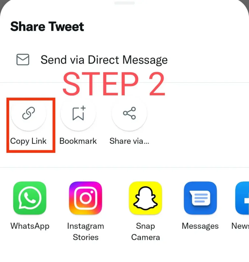 step 2 to share your twitter link